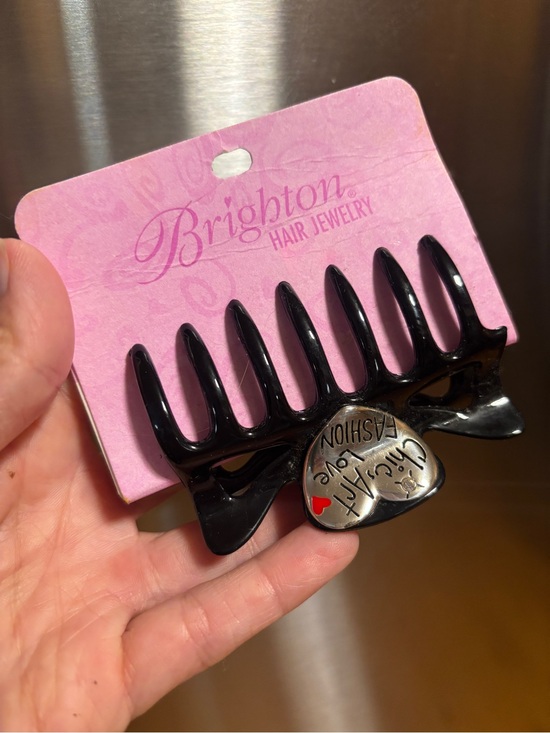 Brighton Accessories - Retired BRIGHTON Fashionista Black Claw Clip Silver Heart CHIC ART LOVE FASHION